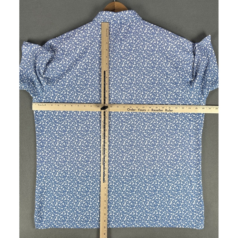 Johnnie O Polo Shirt Mens XL Blue Geometric Naples Vineyards Performance Golf - Picture 6 of 9